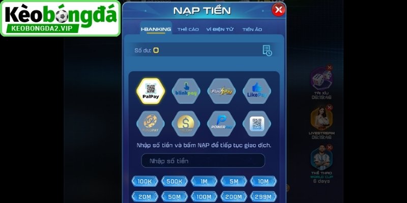 Đánh giá kênh nạp rút nhanh với nhiều lựa chọn